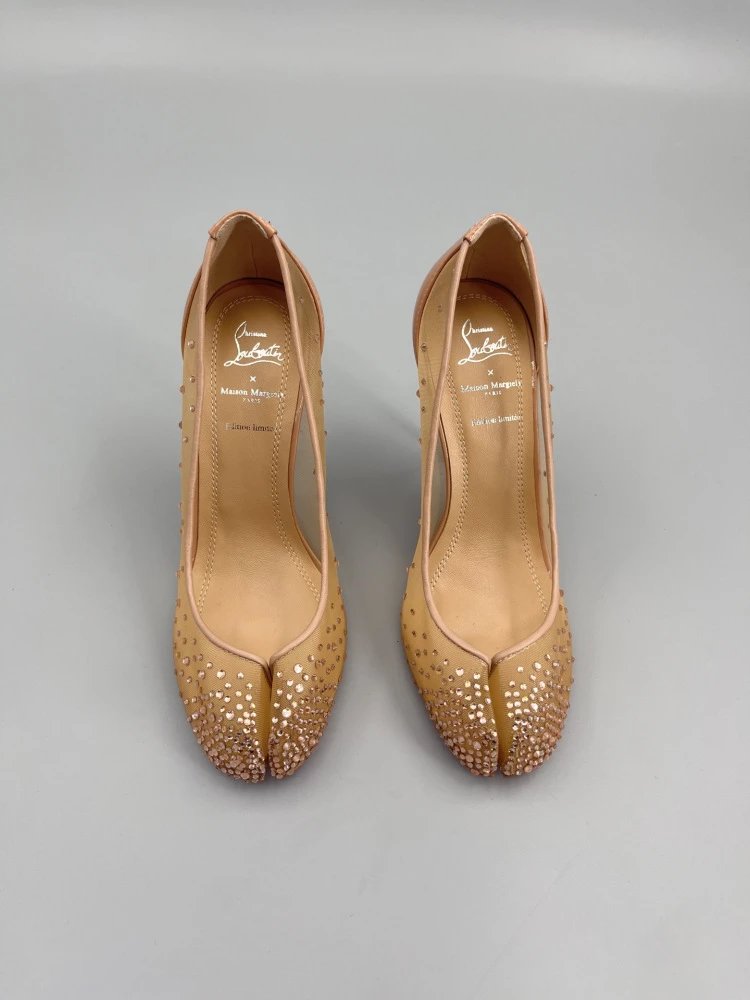 Christian Louboutin Pigalle Follies Studded Mesh Black Stilettos - 8