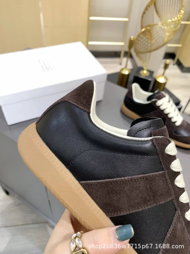 Maison Margiela Replica Sneakers Brown and Black Suede Leather Sneakers - 23