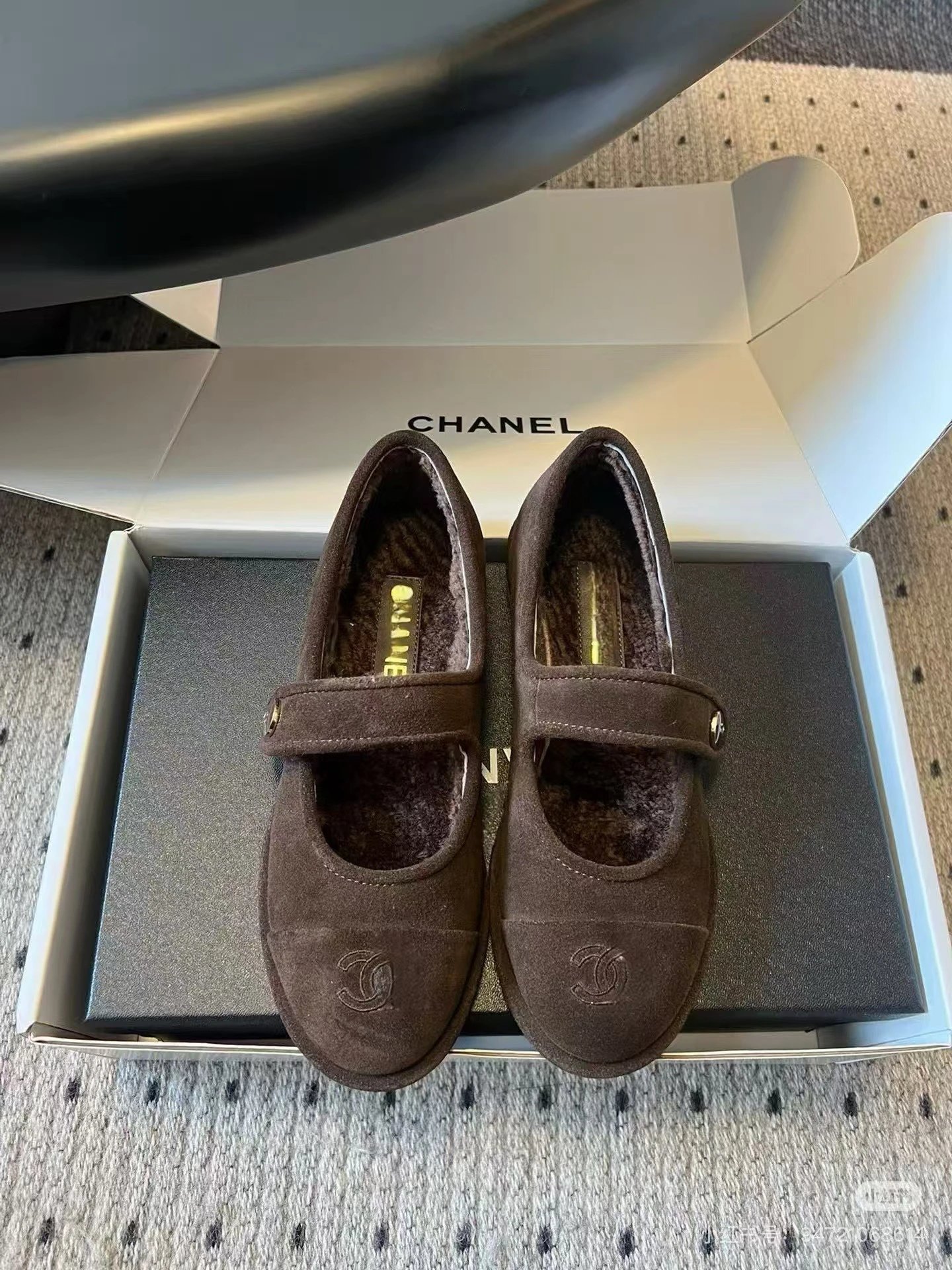 Chanel Mary Jane Flats Black Leather Shoes - 3