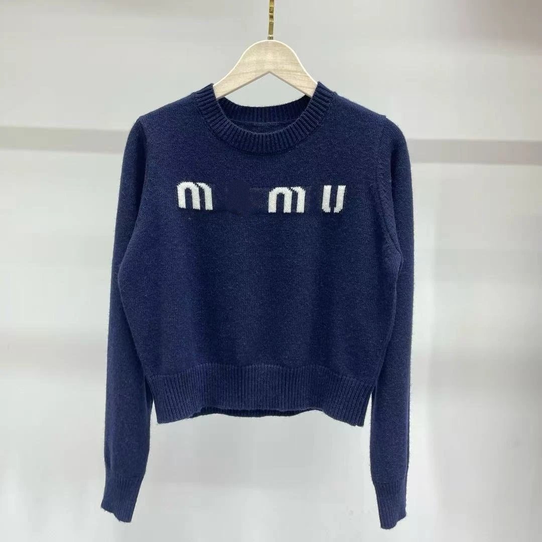 Miu Miu Logo Knit Sweater Gray - 4