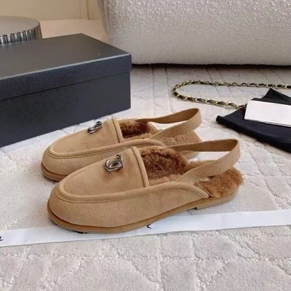 Chanel Casual Shoes Shearling-Lined Slingback Loafers with CC Hardware image 3