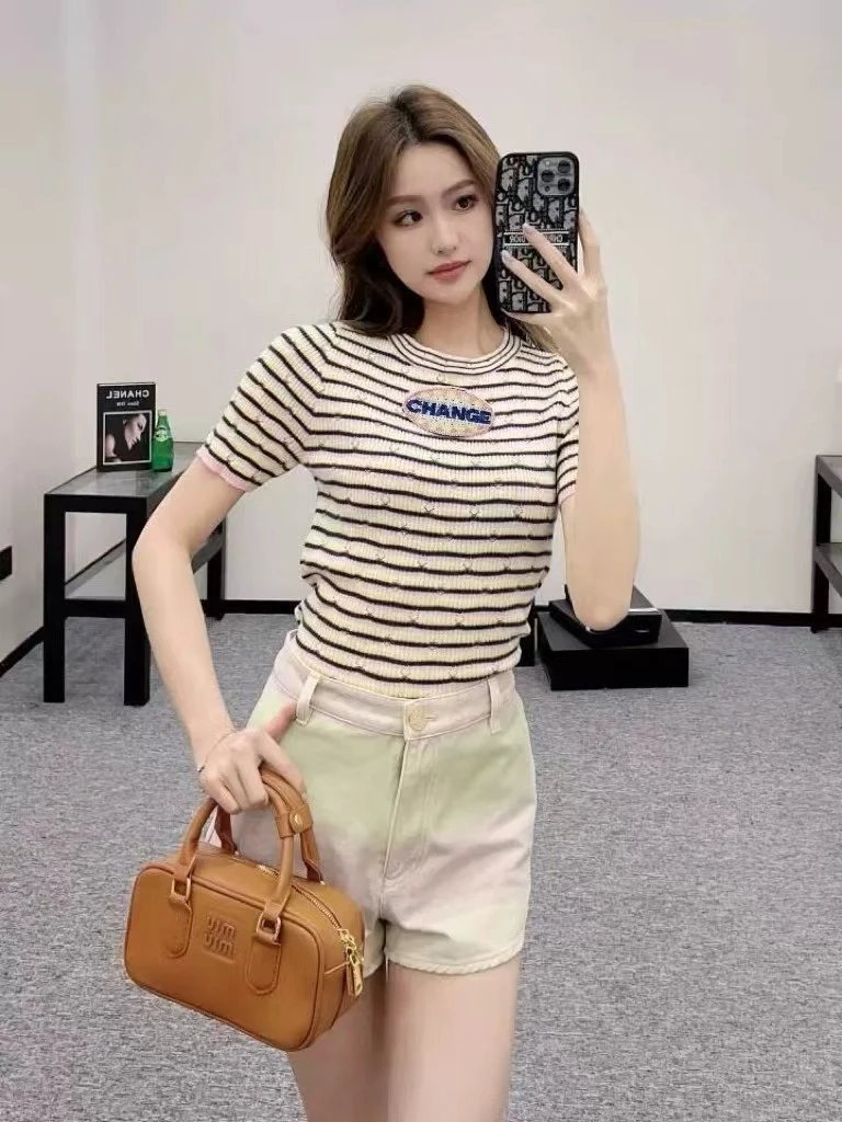 CHANGE Striped Knit Tee Multicolor Sweater - 4
