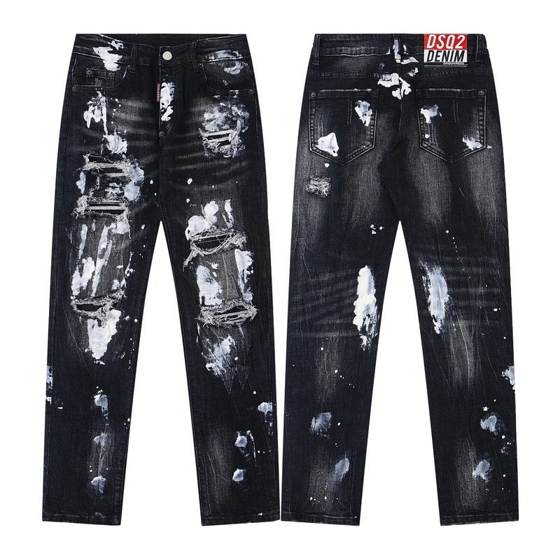 Dsquared2 Graffiti-Print Distressed Denim Shorts Black - 4