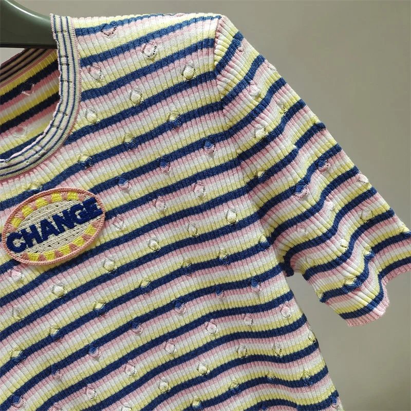 CHANGE Striped Knit Tee Multicolor Sweater - 11