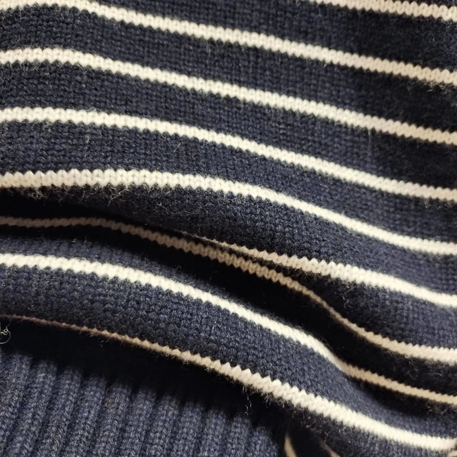 AMA Half-Zip Striped Knit Sweater Navy - 18