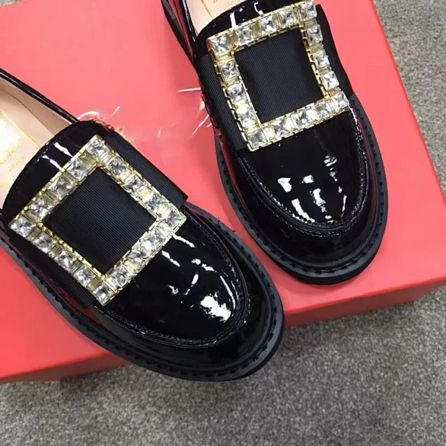 Roger Vivier Leather Shoes Patent Platform Loafers with Square Buckle product detail image 4