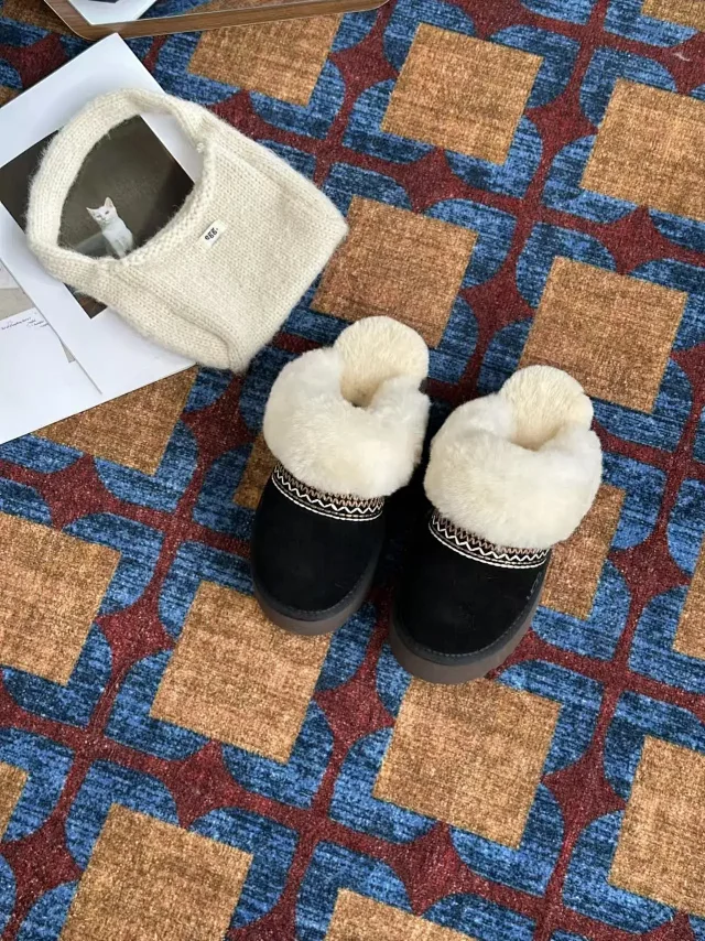 UGG Boots Fur-Lined Platform Ankle with Patterned Trim product detail image 6