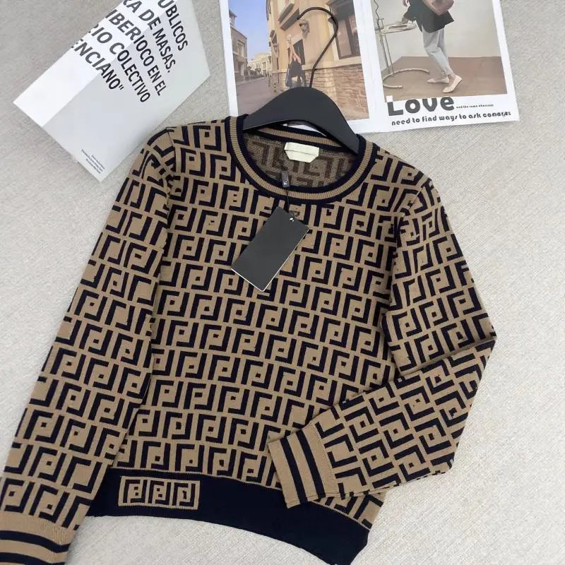 Fendi FF Logo Knit Sweater Beige and Black - 4