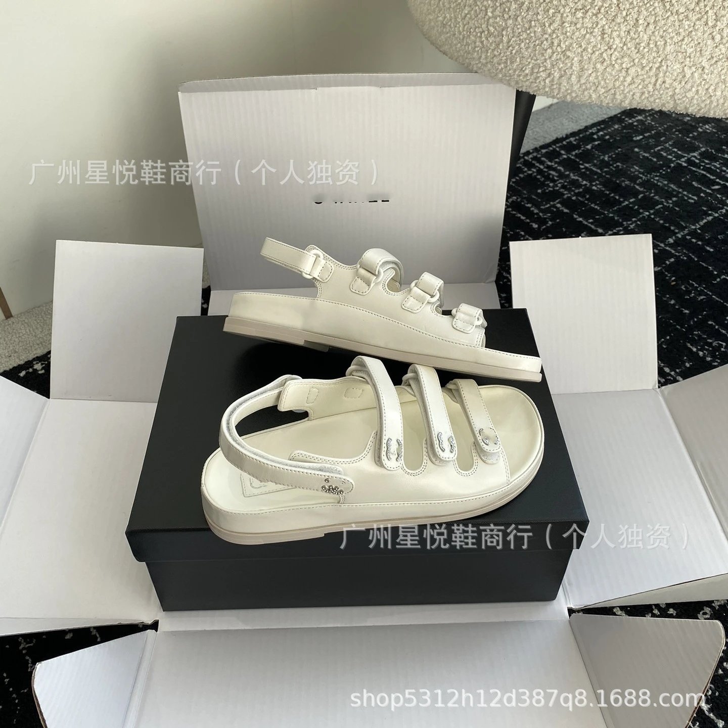 Chanel CC Logo Strappy Sandals Black Sandals - 9
