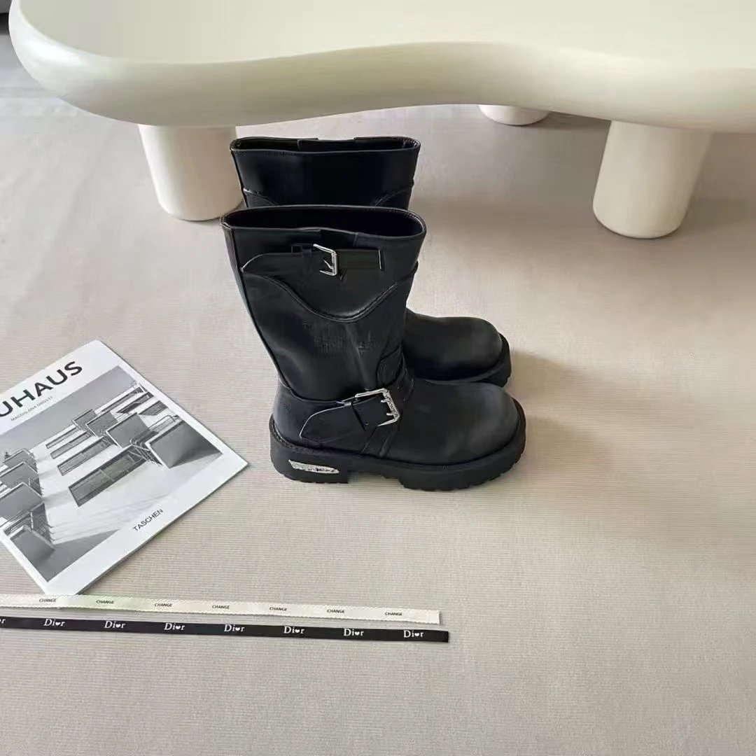 Dior Biker Boots Black Leather Boots - 5