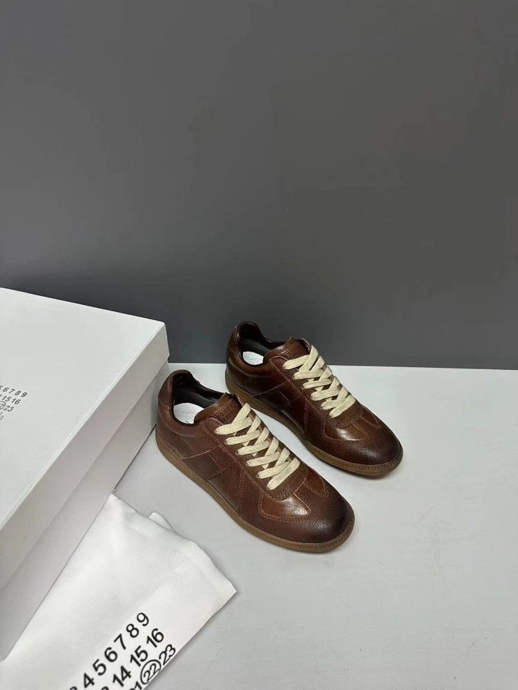 Maison Margiela Replica Sneakers Tan Suede Leather Sneakers - 27