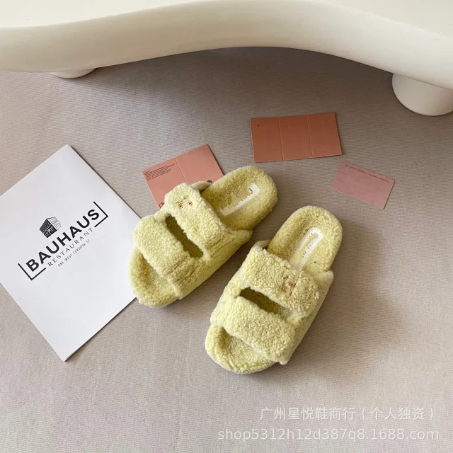 Miu Slippers Shearling Double-Strap Slide product detail image 4