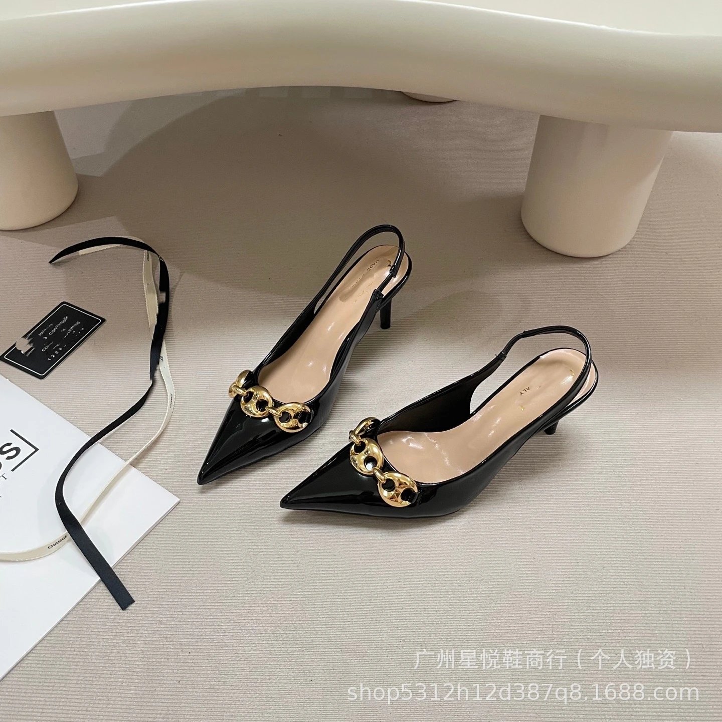 Gucci Marmont Chain Loafer Pink Pointed-Toe Slingback Heels - 12