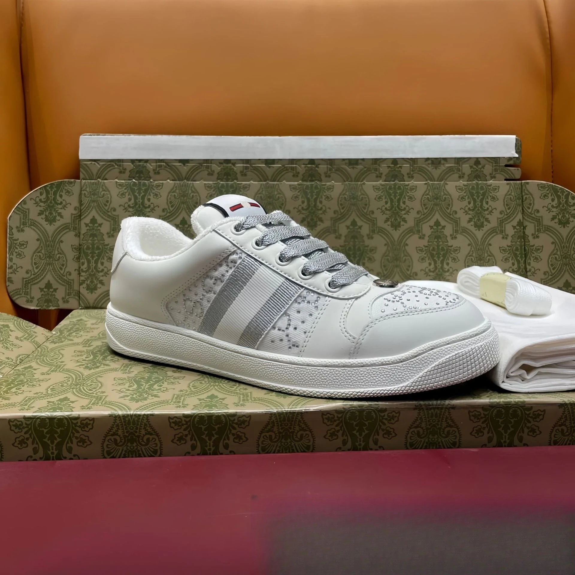 Gucci Ace Sneakers Black with Web Stripe and GG Monogram - 30