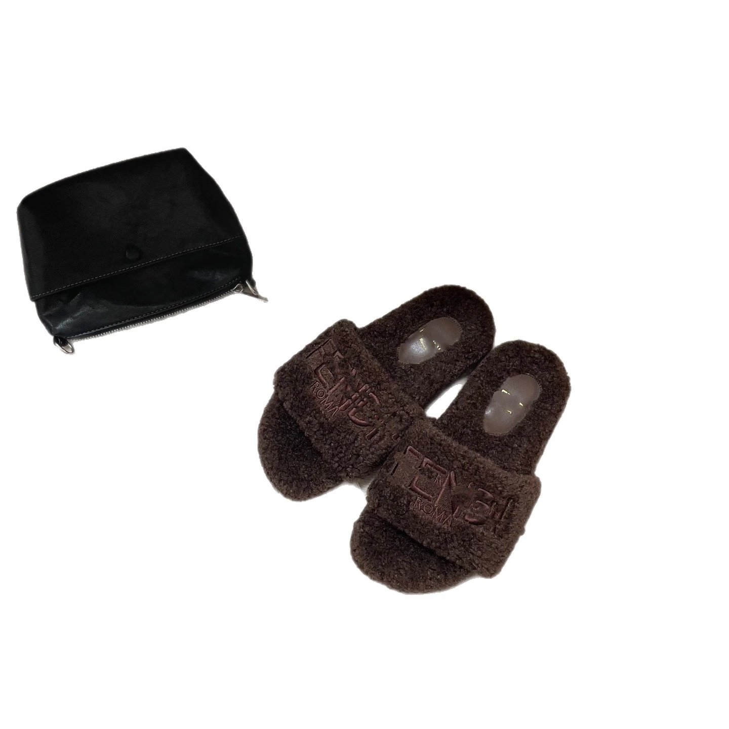Fendi Slippers Shearling Logo Strap image 5