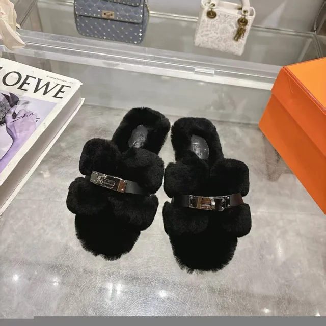 Unbranded Slippers Faux-Fur Buckle Slide product detail image 7