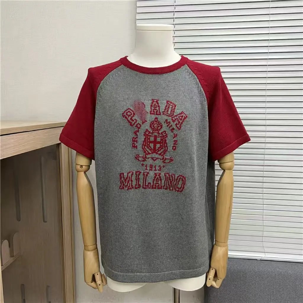 Prada Milano 1913 Raglan T-Shirt Gray/Black - 12