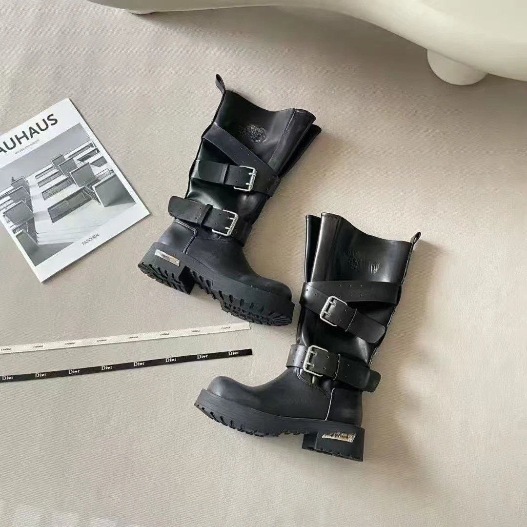Dior Biker Boots Black Leather Boots - 9