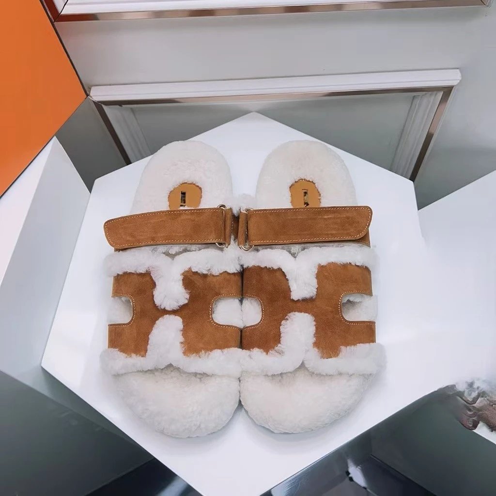 Unbranded Slippers Faux-Fur H-Cutout Adjustable-Strap image 1