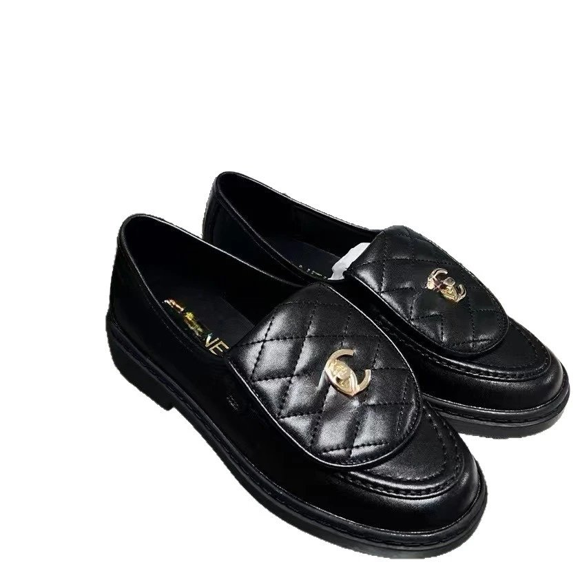 Chanel Leather Shoes Quilted CC Logo Loafers image 5