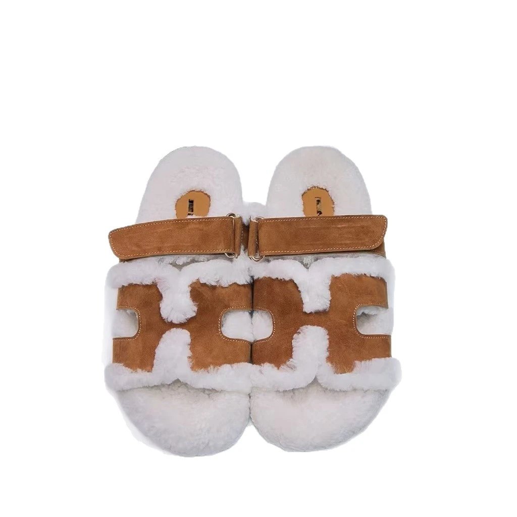 Unbranded Slippers Faux-Fur H-Cutout Adjustable-Strap image 5