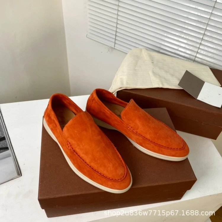Design Suede Loafers Dusty Rose Casual Shoes - 6