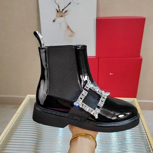 Unbranded Boots Patent Chelsea Ankle with Crystal Buckle product detail image 2