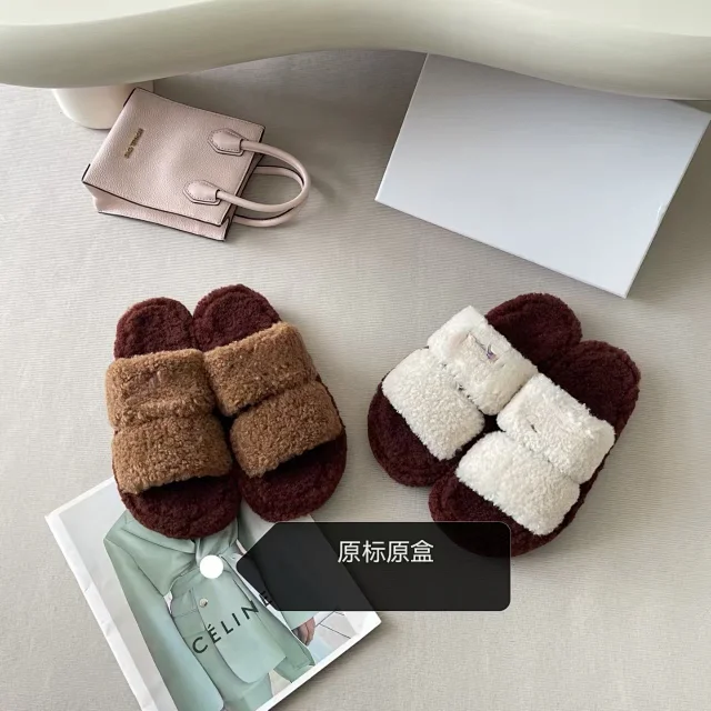 Unbranded Slippers Faux-shearling double-strap open-toe product detail image 1