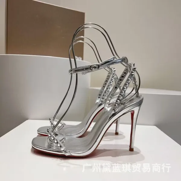 Christian Louboutin Pigalle Follies Studded Patent Leather Red Sole Stilettos - 10