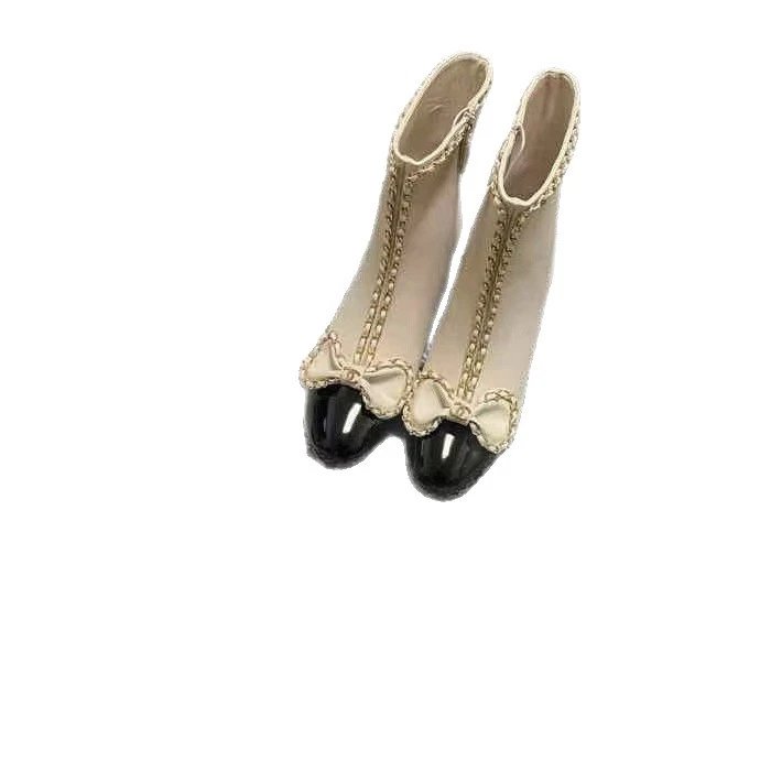 Unbranded Boots Ankle with Chain Trim, Bow Detail and Cap Toe image 5