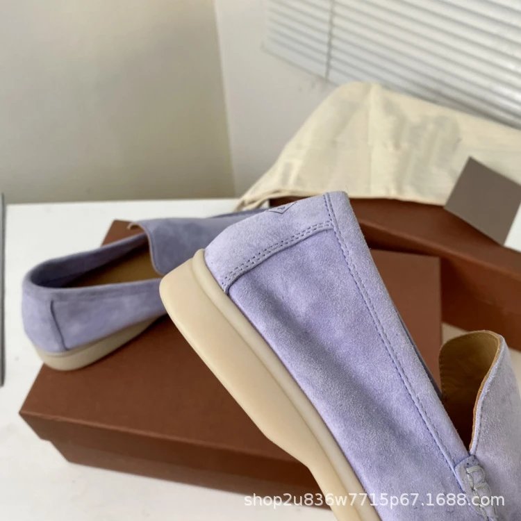 Design Suede Loafers Dusty Rose Casual Shoes - 17