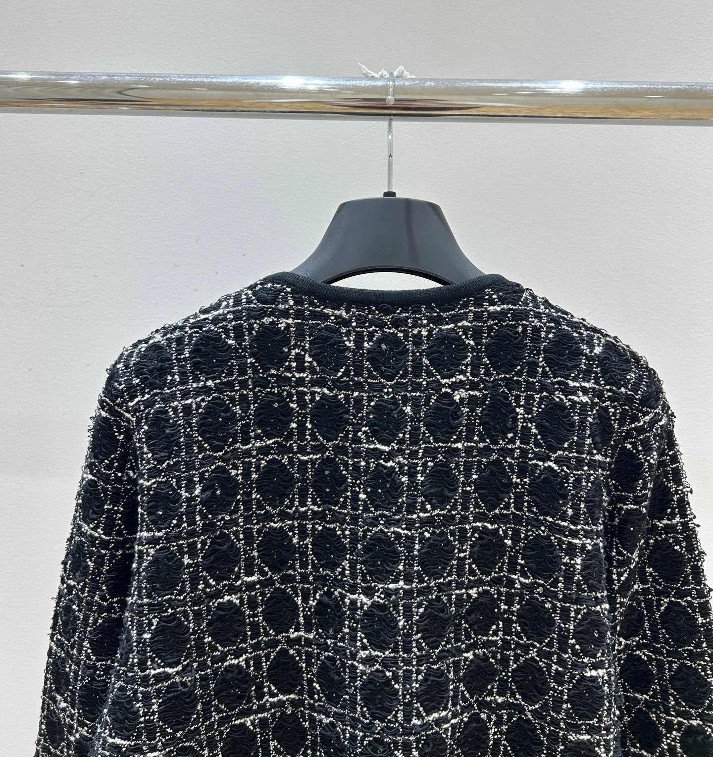 Dior Oblique Tweed Fringe Jacket Black Multicolor Outerwear - 12