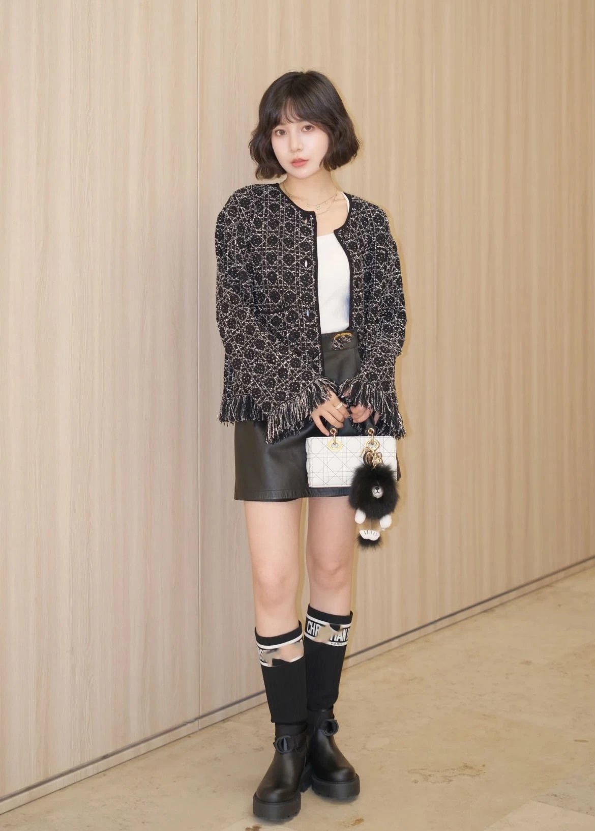 Dior Oblique Tweed Fringe Jacket Black Multicolor Outerwear - 15