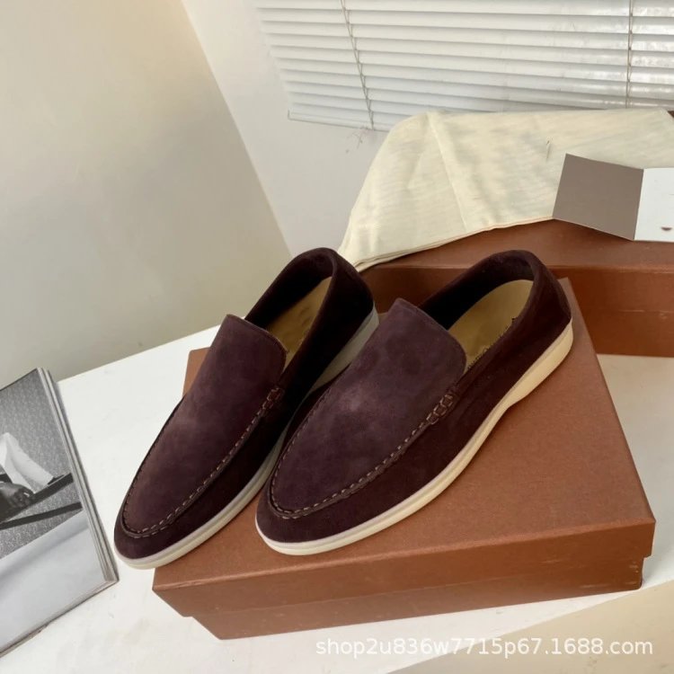 Design Suede Loafers Dusty Rose Casual Shoes - 24