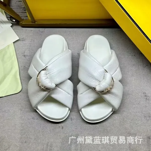 Balenciaga Triple S Slide White Leather Sandals - 1