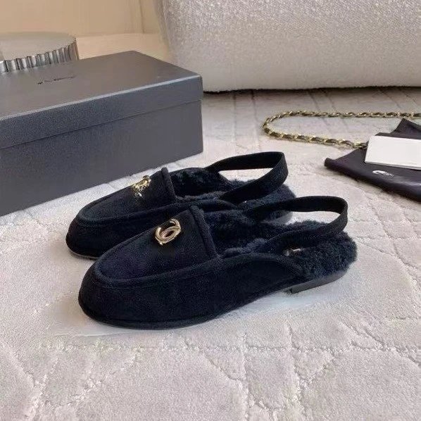 Chanel Casual Shoes Shearling-Lined Slingback Loafers with CC Hardware image 2