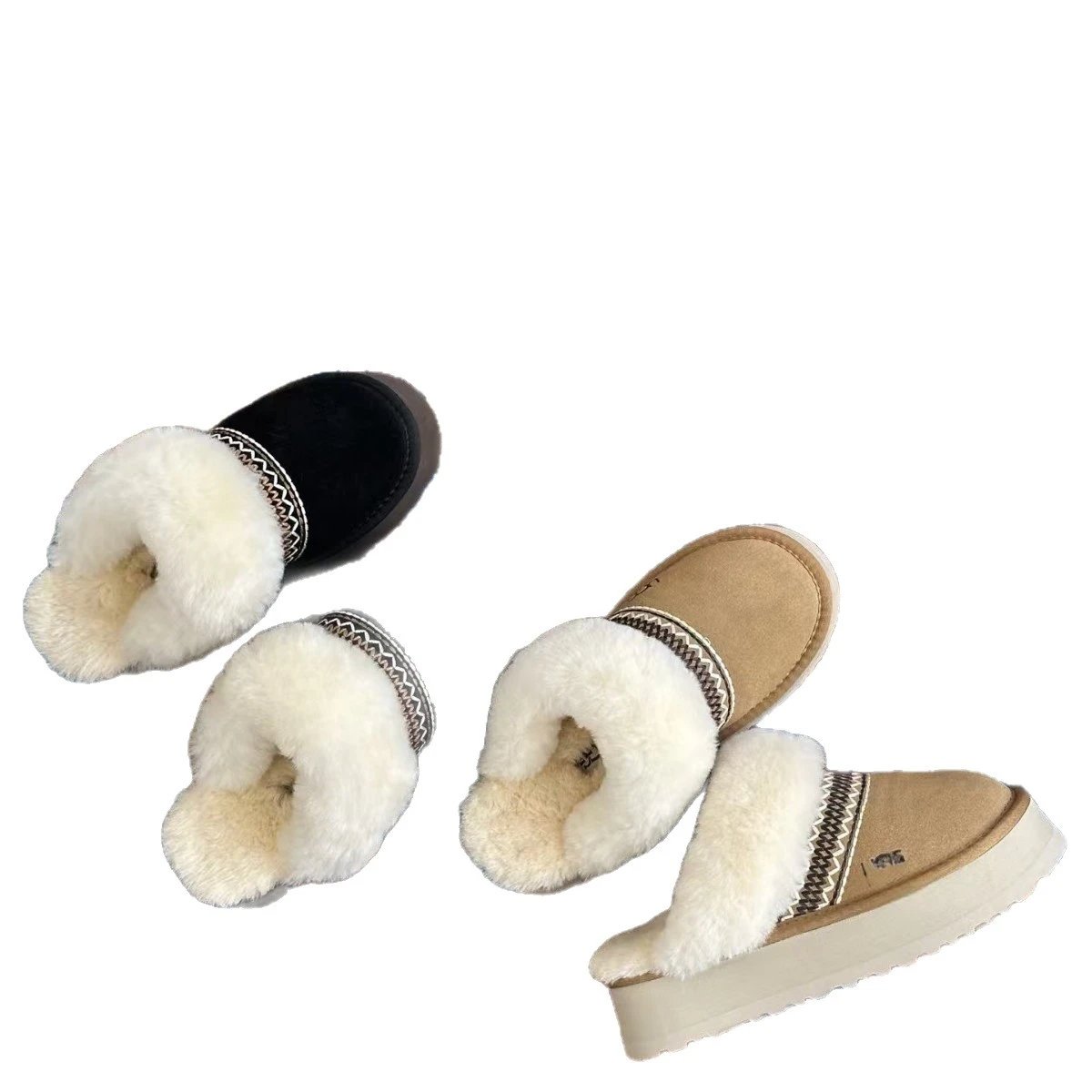 UGG Boots Fur-Lined Platform Ankle with Patterned Trim image 5