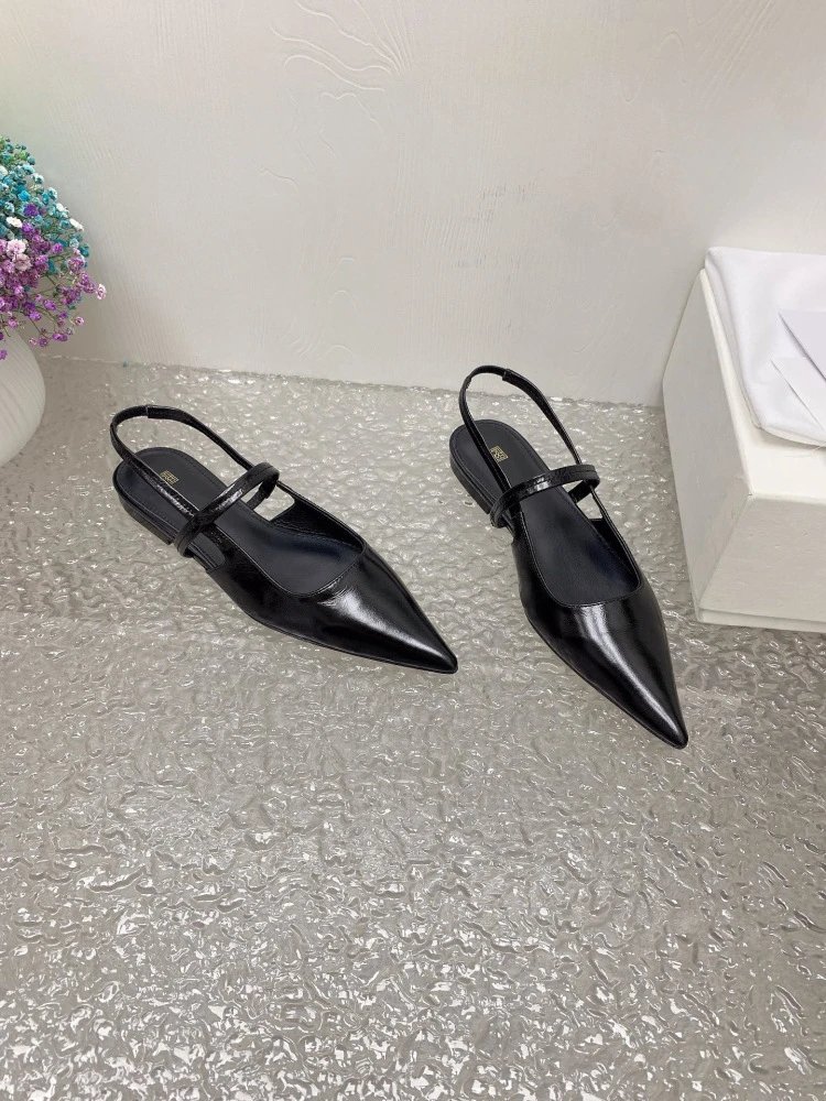 Design Pointed-Toe Slingback Kitten Heels Beige Leather Shoes - 16