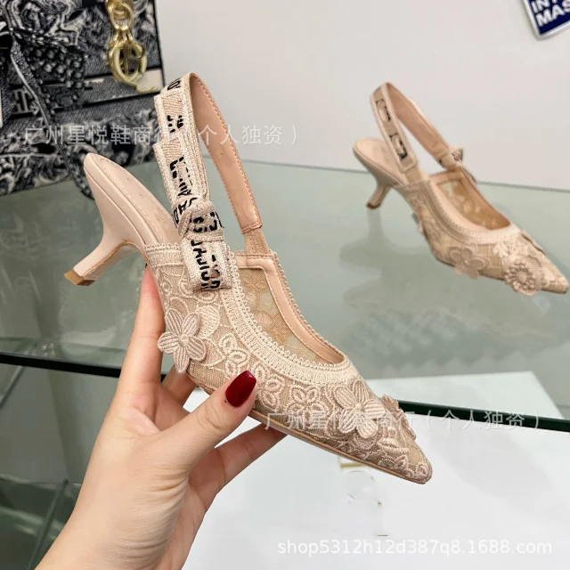 Unbranded High Heels Floral Lace Slingback Stiletto product detail image 1