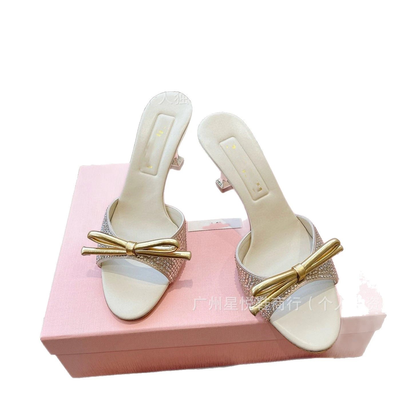 Miu High Heels Rhinestone Bow Open-Toe Mule image 5