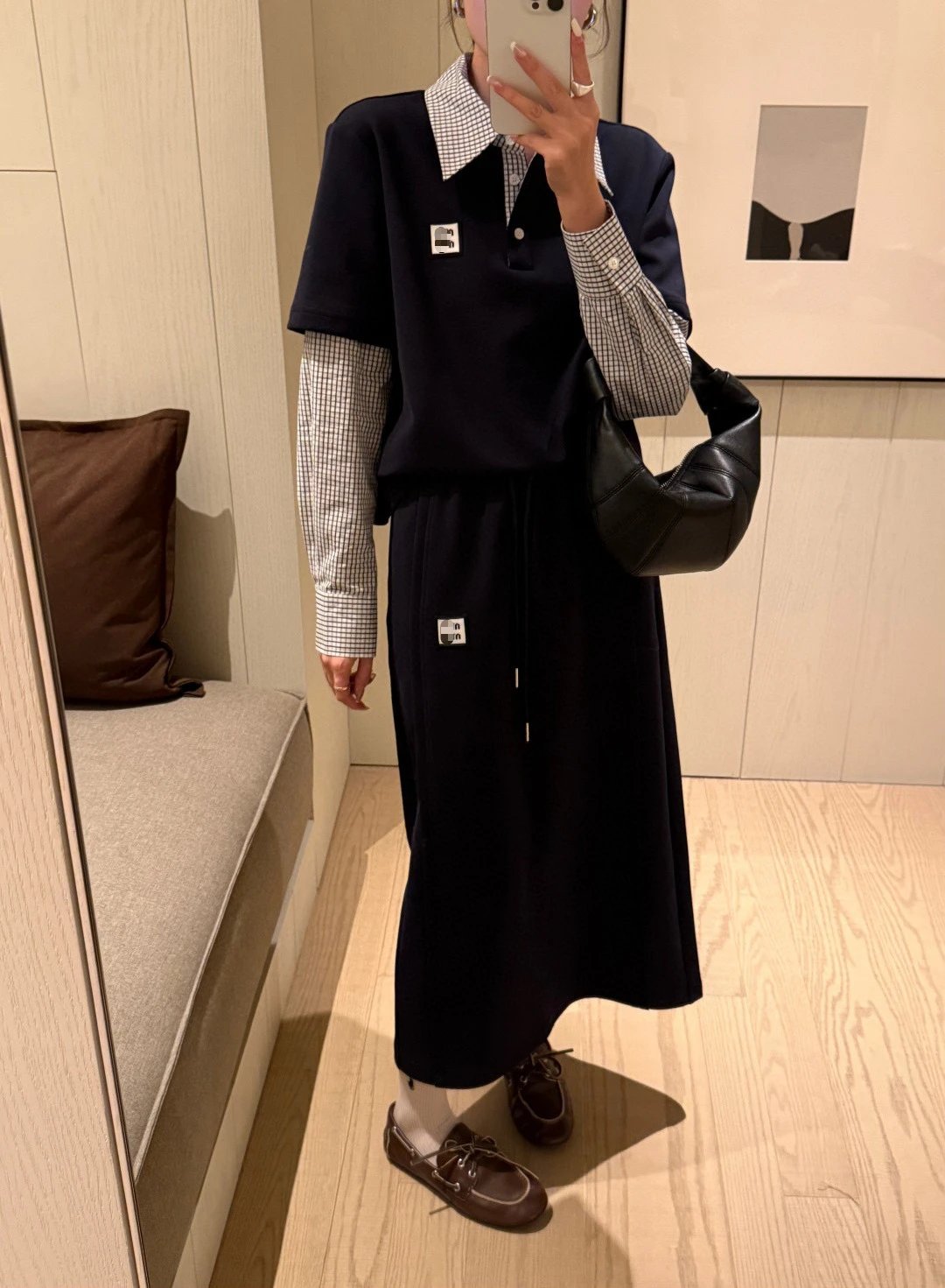 MMY Drawstring Midi Skirt Navy - 4