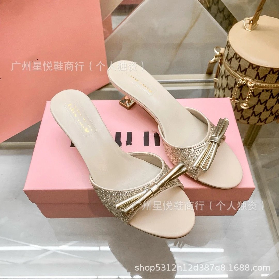 Bow-Embellished Crystal Mule Heels in Silver, Black, Gold, and Rose Gold - 19