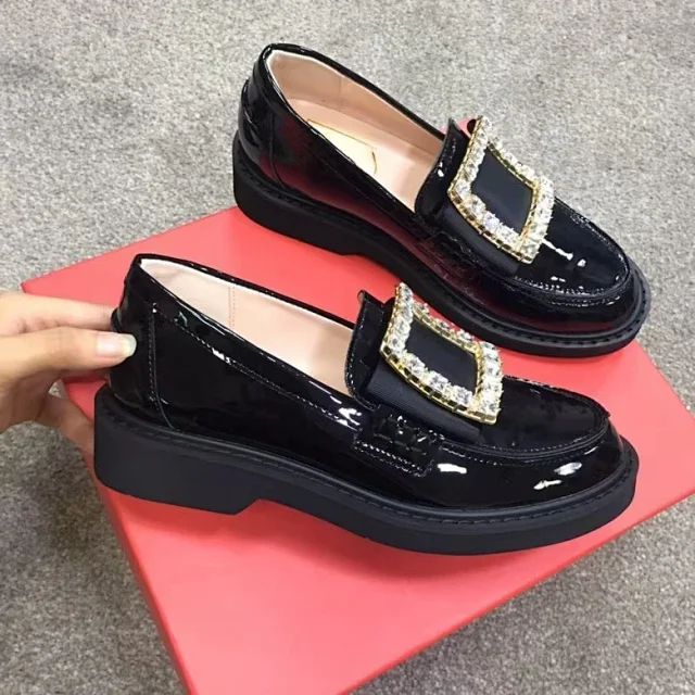 Roger Vivier Leather Shoes Patent Platform Loafers with Square Buckle product detail image 5