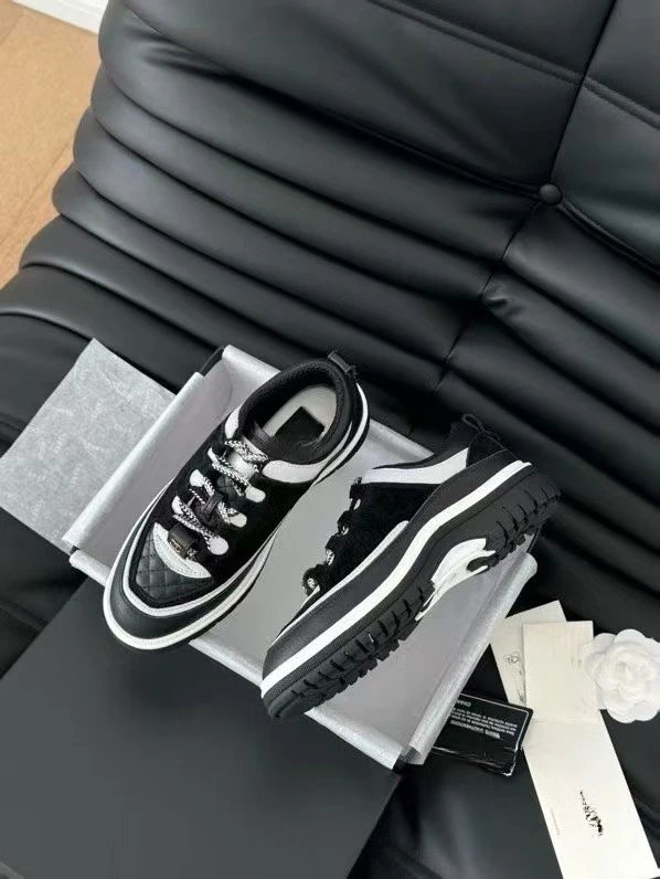 Chanel Sporty Sneakers Beige and Black Chunky Sneakers - 4