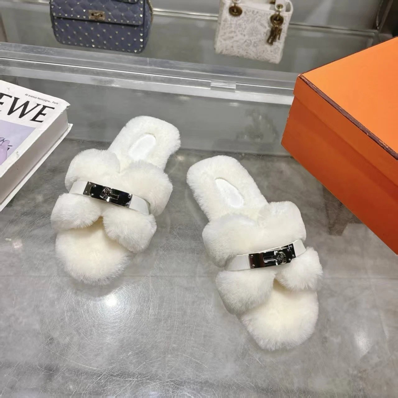 Unbranded Slippers Faux-Fur Buckle Slide image 3