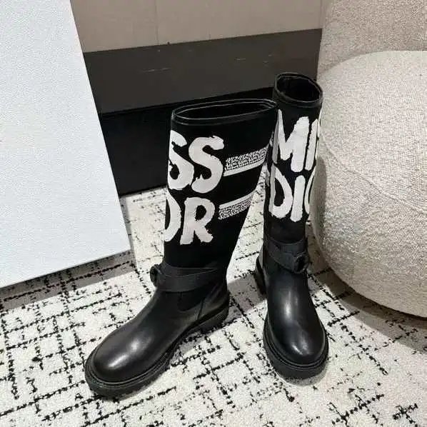 Off-White Missoni x Off-White Graphic Print Knee-Boots Black/Beige - 7