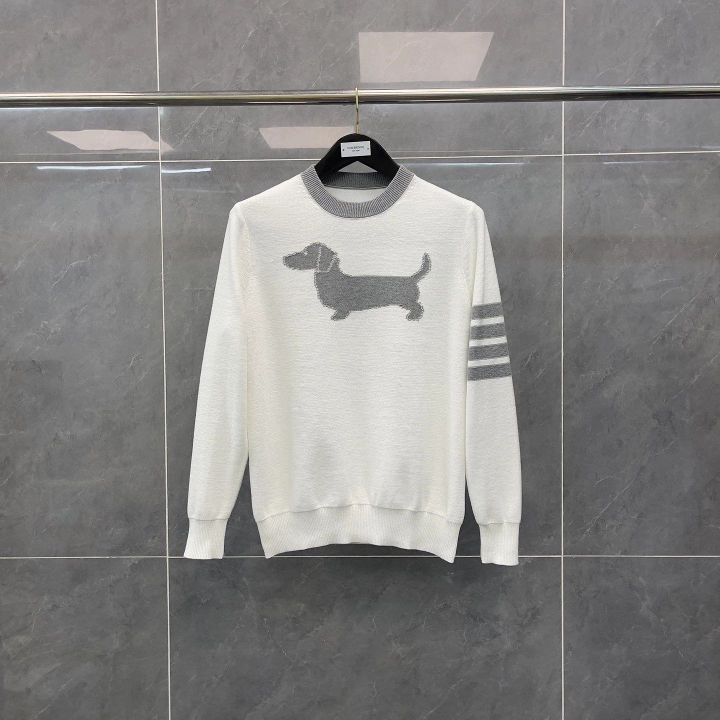 Thom Browne Dachshund Intarsia Knit Sweater Navy - 6