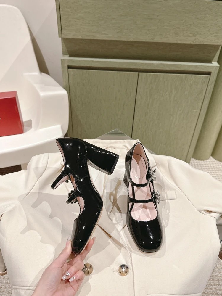 Chanel Mary Jane Heels Silver Glitter Crystal-Embellished Block Heels - 46