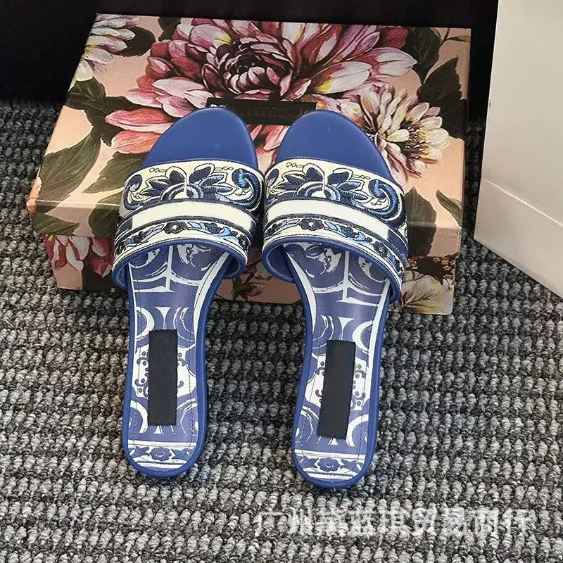 Versace Barocco Print Slide Sandals Purple Multicolor - 9