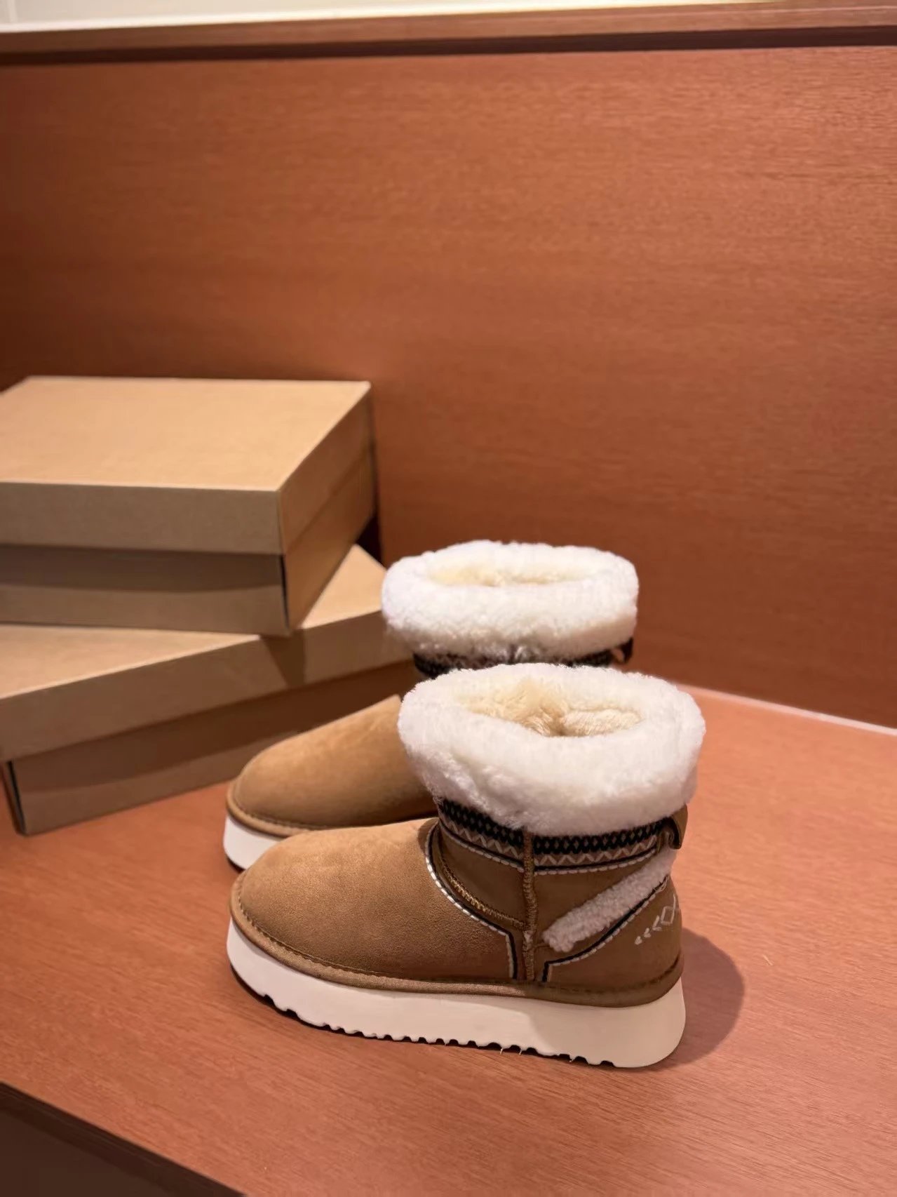 UGG Classic Mini Shearling Trim Black Boots - 11